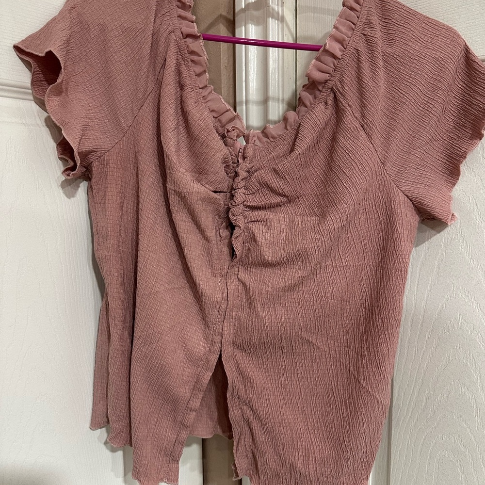 Zara Pink Flutter Sleeve Blouse with Ruffled Details